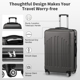 Karl home Luggage Sets 3 Piece, ABS Hardside Suitcase Set with Double Spinner Wheels & TSA Lock for Travel Business, 3 - Piece Set (20/24/28), Dark Gray