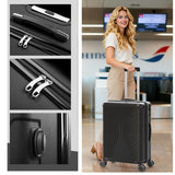 Karl home Luggage Sets 3 Piece, PP Hard Case Suitcase Set with Built - in Lock Spinner Wheels, Lightweight Durable Carry on Luggage for Business Travel - Black (20"/24"/28")