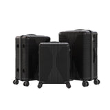 Karl home Luggage Sets 3 Piece, PP Hard Case Suitcase Set with Built-in Lock Spinner Wheels, Lightweight Durable Carry on Luggage for Business Travel - Black (20