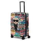 KARL LAGERFELD Paris Women's Logo Explosion Upright Hardside Suitcase, Multi, Medium
