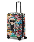 KARL LAGERFELD Paris Women's Logo Explosion Upright Hardside Suitcase, Multi, Medium