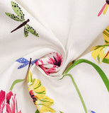 kate spade new york Canvas Tote Bag for Women, Cute Tote Bag for Work or Teacher, Canvas Beach Bag, Book Tote with Pocket, Dragonflies and Tulips
