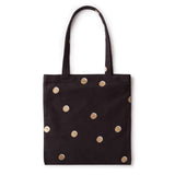 kate spade new york Cute Canvas Tote Bag for Women, Black Canvas Beach Bag, Book Tote with Pocket, Scatter Dot