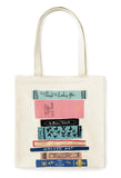 kate spade new york Cute Canvas Tote Bag for Women, Canvas Beach Bag, Book Tote with Pocket, Stack of Classics