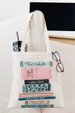 kate spade new york Cute Canvas Tote Bag for Women, Canvas Beach Bag, Book Tote with Pocket, Stack of Classics