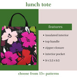 kate spade new york Portable Soft Cooler Lunch Bag, Thermal Tote with Insulated Interior Lining and Storage Pocket, Lunch Tote for Women, Painterly Blooms