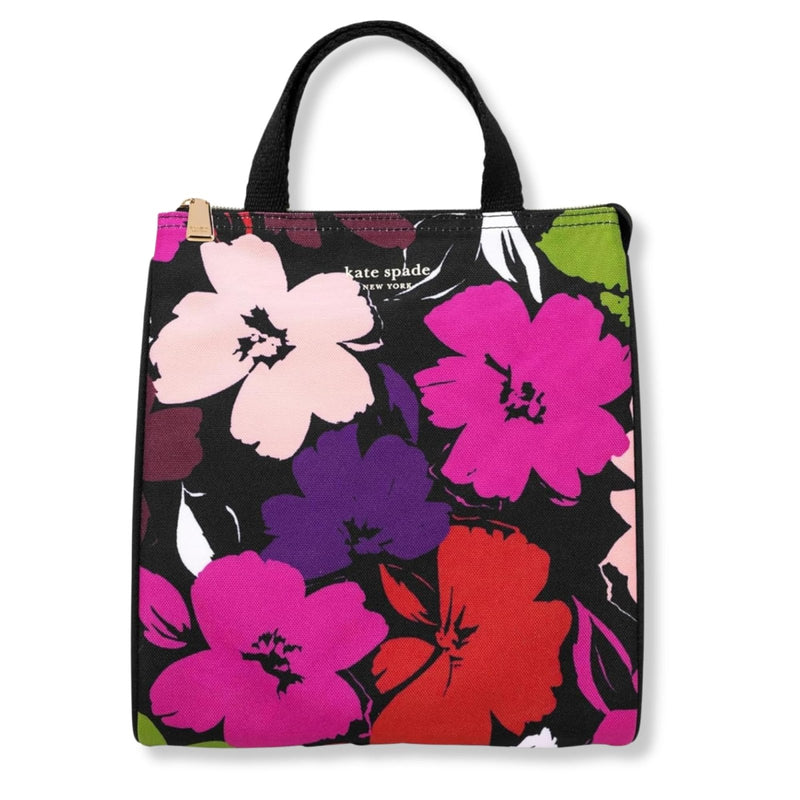 kate spade new york Portable Soft Cooler Lunch Bag, Thermal Tote with Insulated Interior Lining and Storage Pocket, Lunch Tote for Women, Painterly Blooms