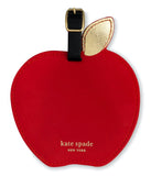Kate Spade New York Round Red Vegan Leather Luggage Tag for Women, Durable Suitcase ID Tag, Apple