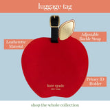 Kate Spade New York Round Red Vegan Leather Luggage Tag for Women, Durable Suitcase ID Tag, Apple