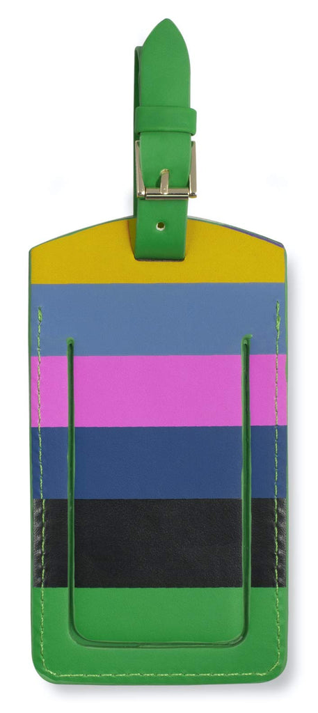 Kate Spade New York Vegan Leather Luggage Tag for Women, Durable Suitcase ID Tag, Enchanted Stripe | Backpacks4Less