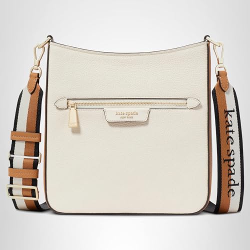 kate spade new york Womens Hudson Colorblocked Pebbled Leather Messenger Crossbody Parchment Multi One Size