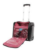 Kathy Van Zeeland Croco PVC Designer Underseat Luggage - 15 Inch Carry On Suitcase for Women - Lightweight Under Seat Bag with 2 - Rolling Spinner Wheels (Black)