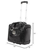 Kathy Van Zeeland Croco PVC Designer Underseat Luggage - 15 Inch Carry On Suitcase for Women - Lightweight Under Seat Bag with 2 - Rolling Spinner Wheels (Black)