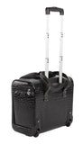 Kathy Van Zeeland Croco PVC Designer Underseat Luggage - 15 Inch Carry On Suitcase for Women - Lightweight Under Seat Bag with 2 - Rolling Spinner Wheels (Black)