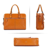 Kattee Genuine Leather Briefcase for Women, Large Capacity Laptop Bag with Luggage Tag