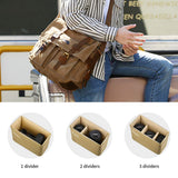 Kattee Leather Canvas Camera Bags for Men Vintage DSLR SLR Messenger Shoulder Bags Khaki