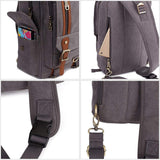 KAUKKO Canvas Leather Outdoor Sling Bag Cross Body Messenger Bag Shoulder Backpack Daypack Grey