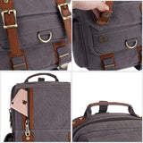 KAUKKO Canvas Leather Outdoor Sling Bag Cross Body Messenger Bag Shoulder Backpack Daypack Grey