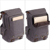 KAUKKO Canvas Leather Outdoor Sling Bag Cross Body Messenger Bag Shoulder Backpack Daypack Grey