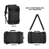 KAUKKO Canvas Travel Backpack Multi - Functional Bag Fits 17" Laptop, Large Capacity Hiking Backpack, Outdoor Casual Daypack BLACK,23.8L