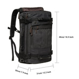 KAUKKO Canvas Travel Backpack Multi - Functional Bag Fits 17" Laptop, Large Capacity Hiking Backpack, Outdoor Casual Daypack BLACK,23.8L
