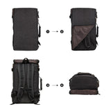 KAUKKO Canvas Travel Backpack Multi - Functional Bag Fits 17" Laptop, Large Capacity Hiking Backpack, Outdoor Casual Daypack BLACK,23.8L