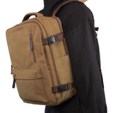 KAUKKO Canvas Travel Backpack, Personal Item Airline Approved, Carry On Backpack with Multi - Pockets and Shoe Pouch, fit 15.6 inch Laptop, 40L Weekender Bag, 11 - KHAKI
