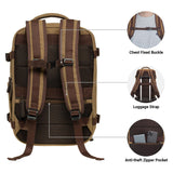 KAUKKO Canvas Travel Backpack, Personal Item Airline Approved, Carry On Backpack with Multi - Pockets and Shoe Pouch, fit 15.6 inch Laptop, 40L Weekender Bag, 11 - KHAKI