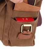 KAUKKO Canvas Vintage Messenger Bag Shoulder Bag Travel Crossbody Bags for Men Women 14 inch with Adjustable Strap (COFFEE - 1)
