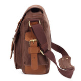 KAUKKO Canvas Vintage Messenger Bag Shoulder Bag Travel Crossbody Bags for Men Women 14 inch with Adjustable Strap (COFFEE - 1)