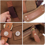 KAUKKO Canvas Vintage Messenger Bag Shoulder Bag Travel Crossbody Bags for Men Women 14 inch with Adjustable Strap (COFFEE - 1)