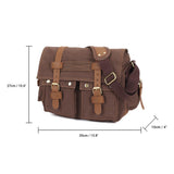 KAUKKO Canvas Vintage Messenger Bag Shoulder Bag Travel Crossbody Bags for Men Women 14 inch with Adjustable Strap (COFFEE - 1)