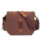 KAUKKO Canvas Vintage Messenger Bag Shoulder Bag Travel Crossbody Bags for Men Women 14 inch with Adjustable Strap (COFFEE - 1)