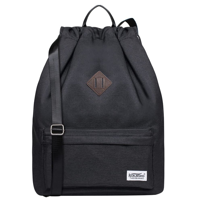 KAUKKO Drawstring Sports Backpack Gym Yoga Bag Shoulder Rucksack for Men and Women (3 - BLACK)