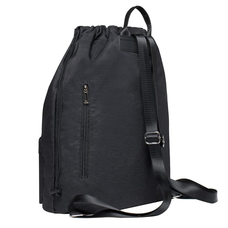 KAUKKO Drawstring Sports Backpack Gym Yoga Bag Shoulder Rucksack for Men and Women (3 - BLACK)