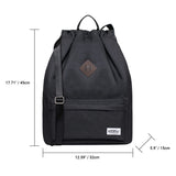 KAUKKO Drawstring Sports Backpack Gym Yoga Bag Shoulder Rucksack for Men and Women (3 - BLACK)