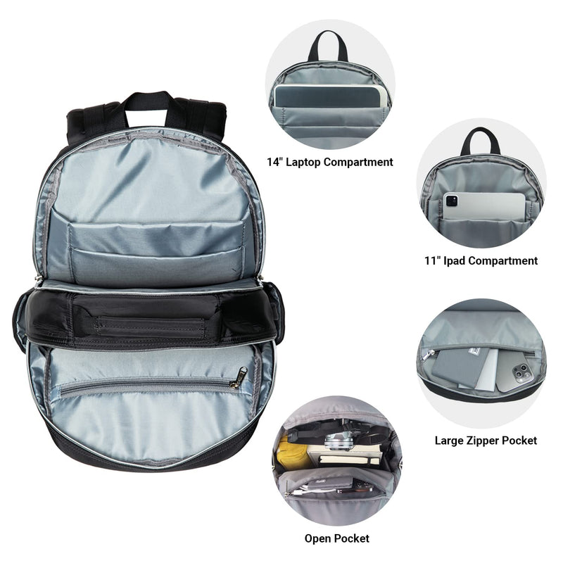 KAUKKO Laptop Backpacks for 14" Notebook Casual Computer Bag Stylish Pattern Daypack for Work Travel Business 27BLACK,11.8L