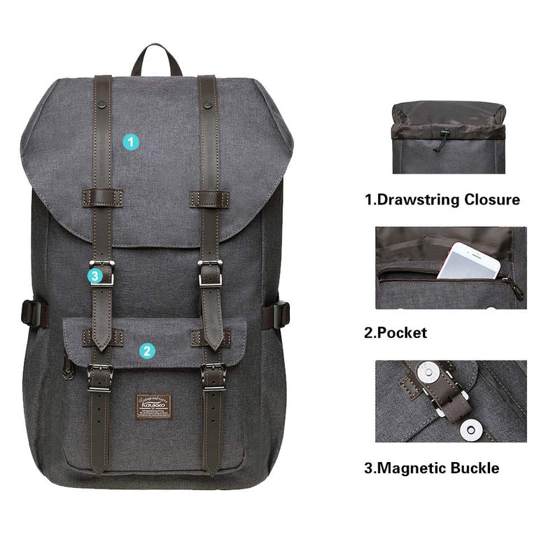 KAUKKO Laptop Outdoor Backpack Traveling Daypack Hiking Rucksack Large Capacity Bag Fits 15.6"(23 - Coffee)