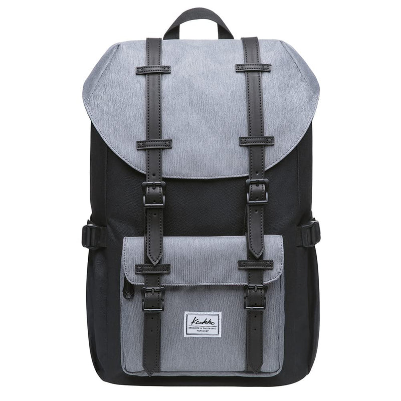 KAUKKO Laptop Outdoor Backpack Traveling Daypack Hiking Rucksack Large Capacity Bag Fits 15.6"(5 - 7 - Black Grey)