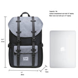 KAUKKO Laptop Outdoor Backpack Traveling Daypack Hiking Rucksack Large Capacity Bag Fits 15.6"(5 - 7 - Black Grey)