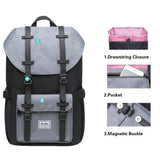 KAUKKO Laptop Outdoor Backpack Traveling Daypack Hiking Rucksack Large Capacity Bag Fits 15.6"(5 - 7 - Black Grey)