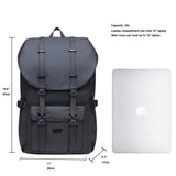 KAUKKO Laptop Outdoor Backpack Traveling Daypack Hiking Rucksack Large Capacity Bag Fits 15.6"(5 - 8 - Black)