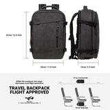KAUKKO Thick Canvas Travel Backpack, Flight Approved Carry On Backpack with Shoe Pouch and 15.6 inch Laptop Compartment, 40L Luggage Casual Daypack Weekender Bag 10 - BLACK