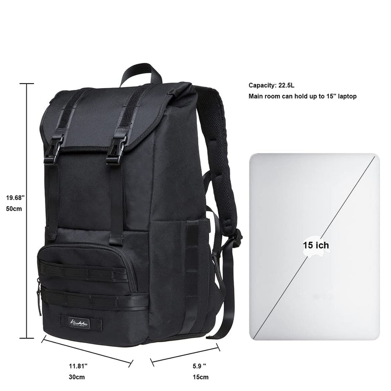 KAUKKO Travel Laptop Backpack, Outdoor Rucksack, Casual backpack Fits 15.6" (23 - BLACK)