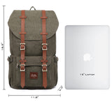 KAUKKO Travel Laptop Backpack Outdoor Rucksack Causal backpack Fits 15.6"(Canvas Green)
