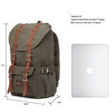 KAUKKO Travel Laptop Backpack Outdoor Rucksack Causal backpack Fits 15.6"(Canvas Green)