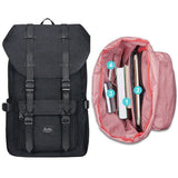 KAUKKO Travel Laptop Backpack, Outdoor Rucksack, School backpack Fits 15.6(Linen Black)