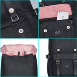 KAUKKO Travel Laptop Backpack, Outdoor Rucksack, School backpack Fits 15.6(Linen Black)