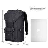 KAUKKO Travel Laptop Backpack, Outdoor Rucksack, School backpack Fits 15.6(Linen Black)