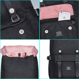 KAUKKO Travel Laptop Backpack, Outdoor Rucksack, School backpack Fits 15.6(Linen Black)